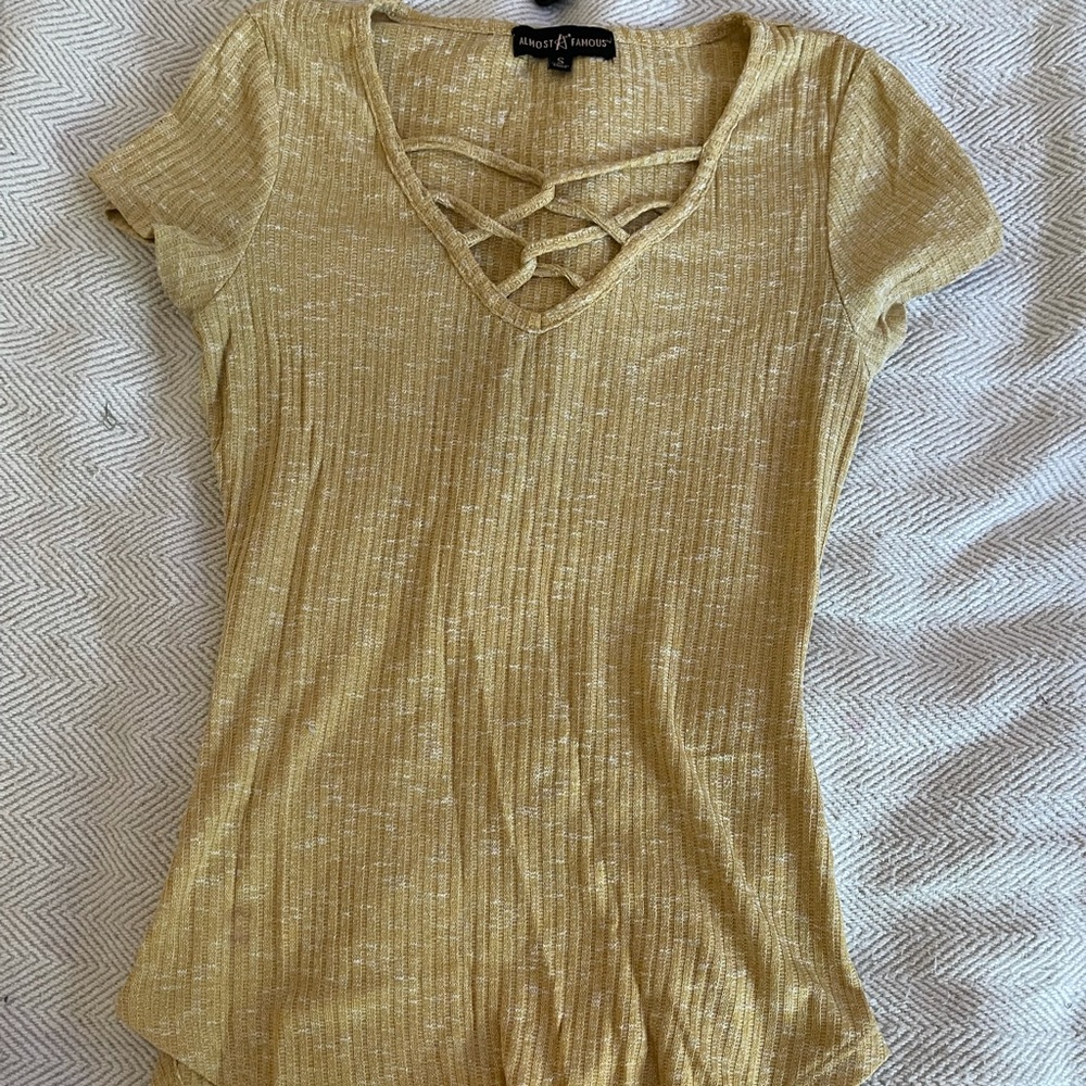 yellow criss cross top